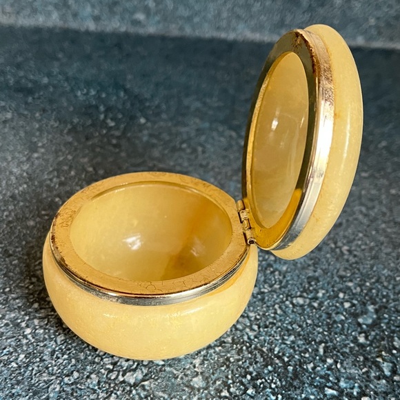 VINTAGE ITALIAN ALABASTER FLOWER TRINKET JEWELRY BOX from 1960s Nordstrom - Picture 4 of 10